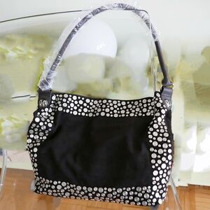 Tory Burch Chocolate Brown Suede Silver Studded Handbag with Dust Bag, Pristine